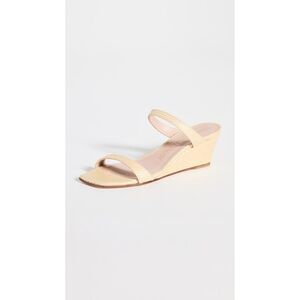 STUART WEITZMAN Womens Beige Aleena Square Toe Wedge Slip On Heeled Sandal 5.5 M